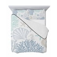 thumbnail image 7 of Quilts Twin Size Bedding Set, Blue Aqua Grey Coastal Lightweight Quilted Comforter, Summer Beach Coral Shell Starfish Soft Reversible Bedspread Coverlet with Pillow Covers for All Season, 68" x 86", 7 of 7