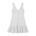 thumbnail image 4 of Tqcoqu Women's Mini Dresses Button V Neck Ruffled Sleeveless A Line Casual Summer Cover Up Dress,White Women's S-XXL, 4 of 7