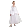 thumbnail image 2 of Xnihocha Robe Petite Fille Ange Col Carré Manches Longues Robe en Maille Peplum Halloween Cosplay Fête Blanche 14, 2 of 7
