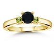 thumbnail image 4 of Gem Stone King 18K Yellow Gold Plated Silver Black Onyx and Green Peridot 3-Stone Engagement Ring for Women (0.62 Cttw, Gemstone December Birthstone, Size 9), 4 of 4