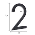 thumbnail image 4 of 8" Address Numbers For House,Modern House Numbers Large Black Exterior Street Metal floating house numbers for outside Floating Mount Or Flush Mount Aluminum Home Door Number 2, 4 of 11