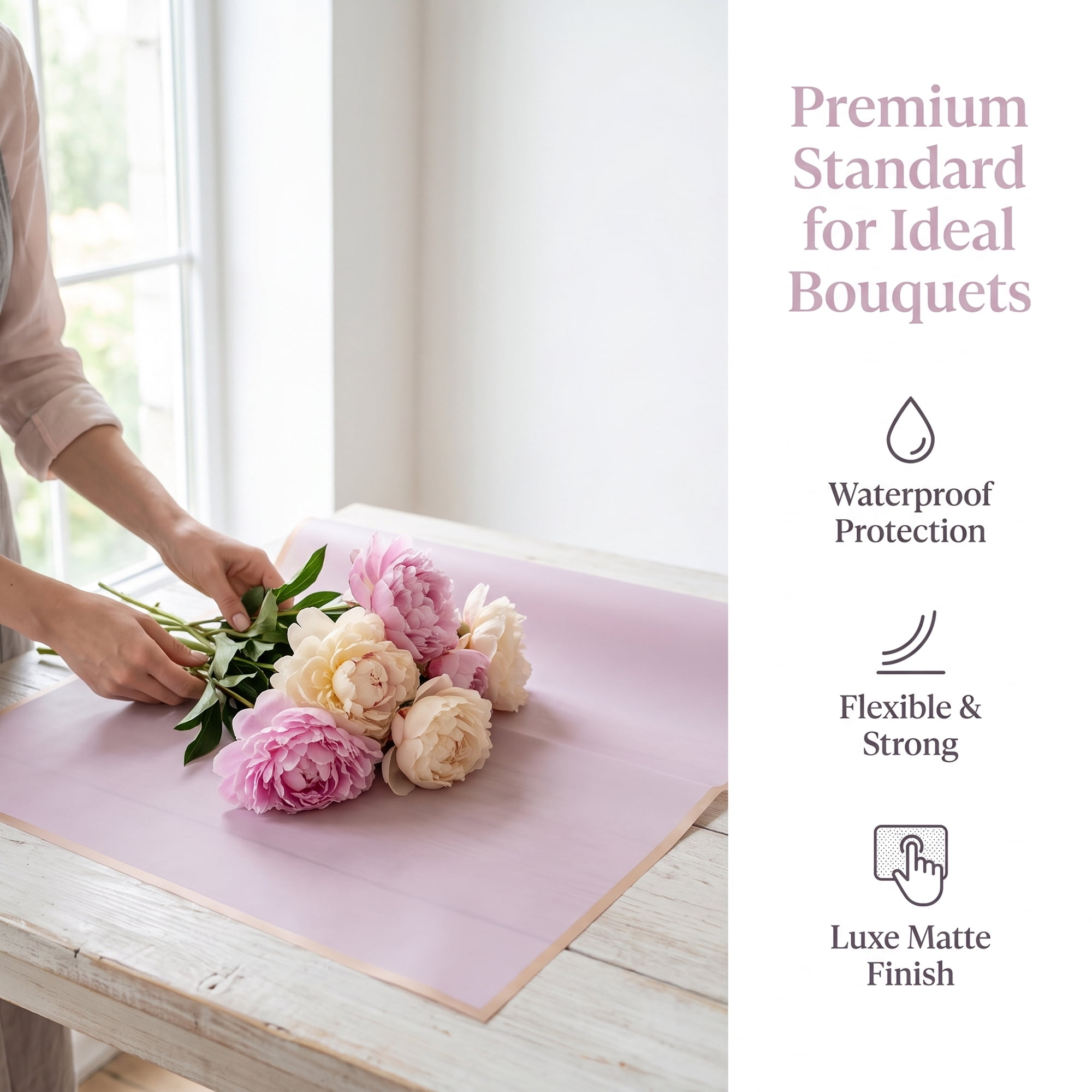Unique Bargains 20Pcs Waterproof Matte Gift Wrapping Paper Sheets Lavender 22" x 22"