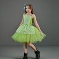 thumbnail image 3 of OBEEII Kids Girls Ruffle Tulle Dress Cosplay Costume Joy Disgust Anger Sadness Dress Up Outfits Birthday Party Dress with Accessories 10-12 Years Green, 3 of 6