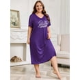 thumbnail image 3 of FEREMO 3 Pack Nightgowns for Women Plus Size V Neck Printed Sleepwear Loose Comfy Night Gown, 3 of 5