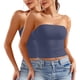 thumbnail image 1 of Blusa informal de verano sin tirantes de color liso para mujer, 2 piezas, de poliéster, 1 of 6