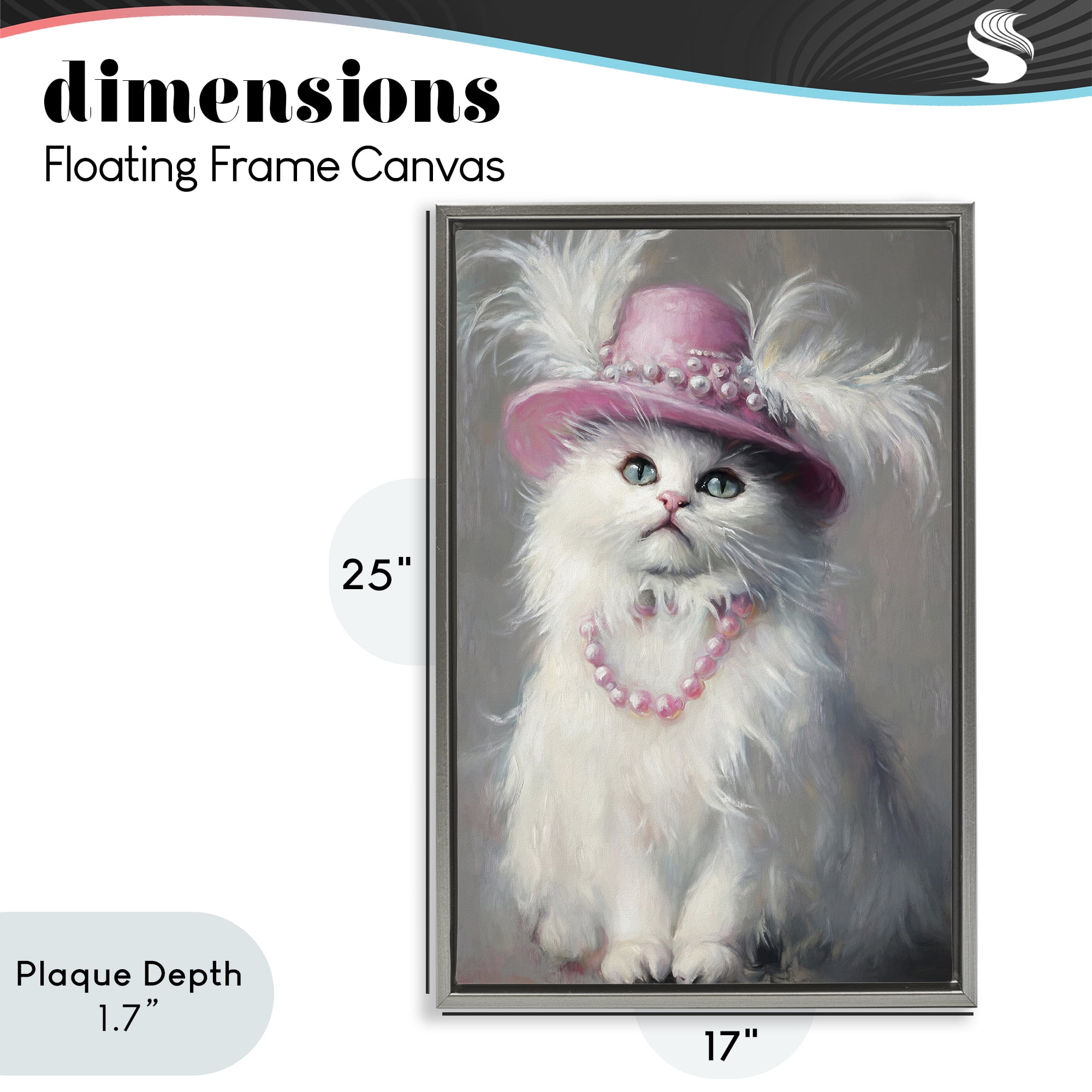 Stupell Industries Beautiful Brigitte Cat Gray Framed Floater Canvas Wall Art, design by Tina LeCour