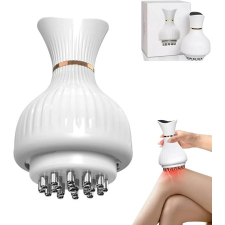 Ergonomic Body Sculpting Massager with Soothing Heat, Rechargeable Handheld Tool with Metal Rollerballs for Soothing Neck, Back, and Leg Tension