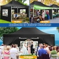 thumbnail image 4 of HOTEEL 10x15 Heavy Duty Canopy Tent - Commercial Pop Up with UV50+, Thick Hexagonal Frame, 4 Sidewalls, Anti-Pooling Design & Roller Bag (Black), 4 of 11