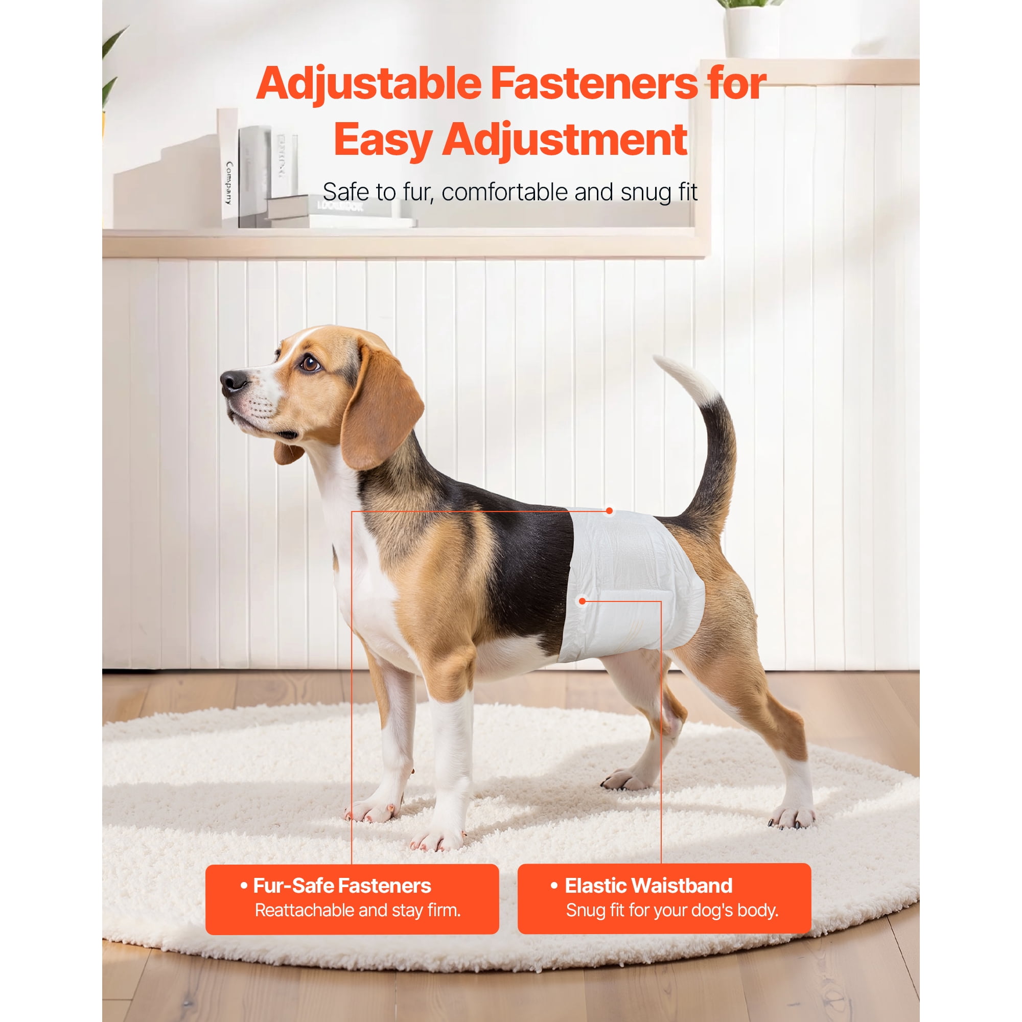 KFFKFF Disposable Male Dog Diapers, Highly Absorbent Belly Bands with Leak Protection and Wetness Indicator, Ideal for Training, Incontinence, and Dogs in Heat - Small, 96 Pack (2 x 48)