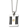 thumbnail image 1 of Collier Carré Plaqué Or et IP en Acier Inoxydable Noir 22 Pouces, 1 of 2