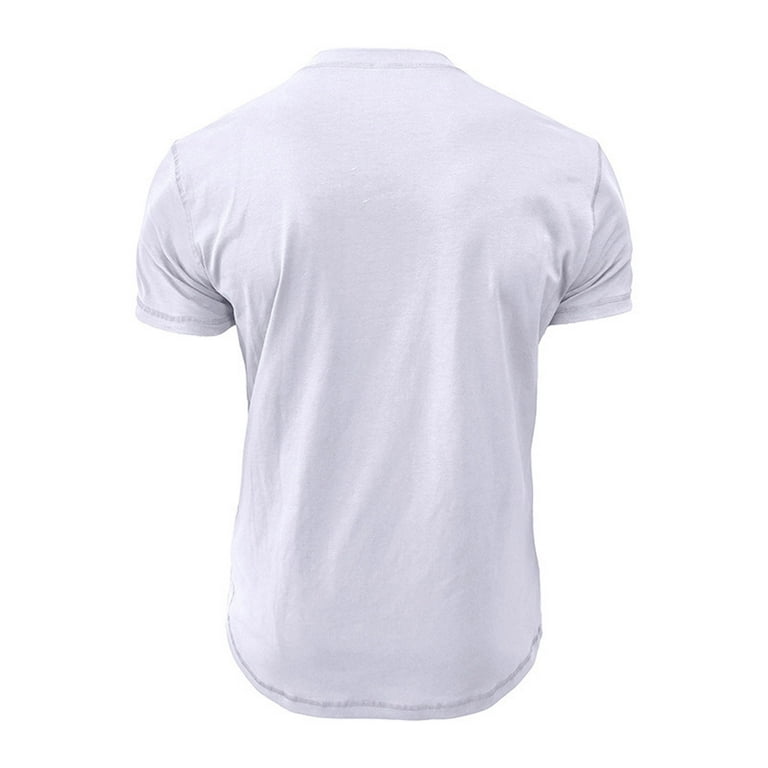 DeHolifer Mens Tops Solid Color Button Short Sleeve Crewneck Tees