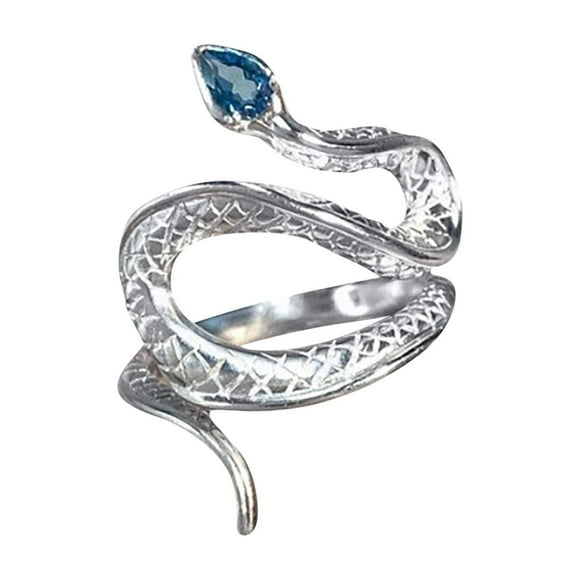 asddcavvf Wrap Stone Silver Ring Blue Stone Ring Pattern Ring