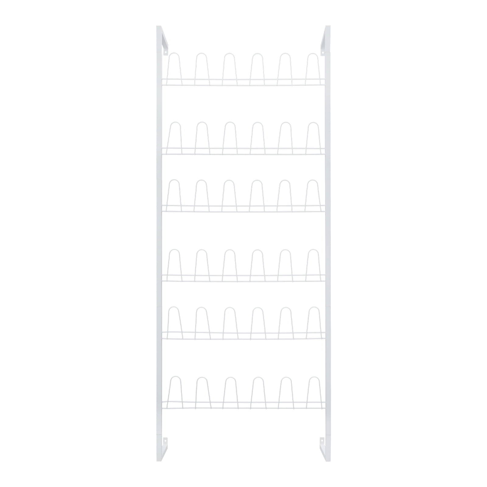 6 Tiers Metal Shoe Organizer, Wall Mounted Shoe Rack, Metal Hanging Shoe Rack White