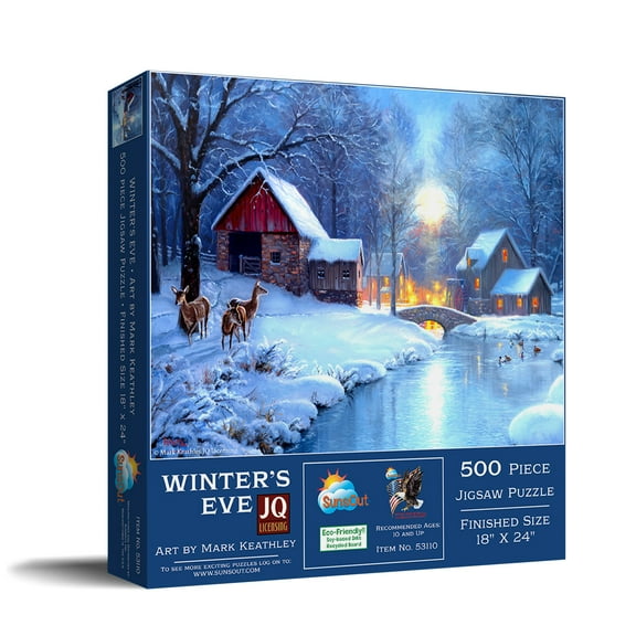 SUNSOUT INC - Winters Eve - 500 pc Jigsaw Puzzle by Artist: Mark keathley - Finished Size 18" x 24" - MPN# 53110