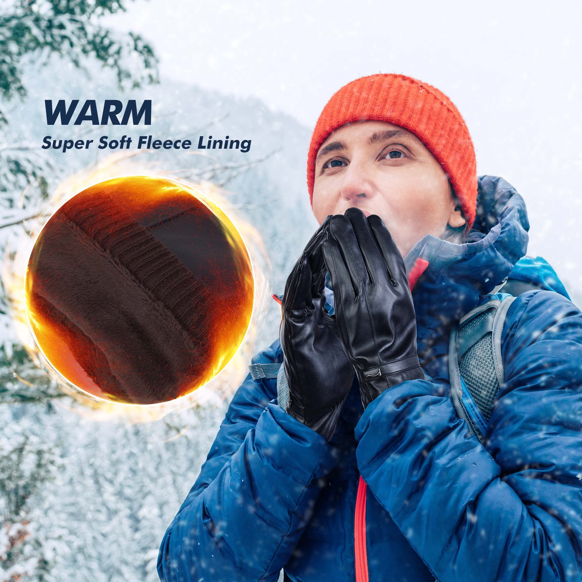 Cfxnmzgr Winter Sports Equipment Men Winter Gloves Warm Touchscreen Gloves Windproof Gloves for Men, Adult Unisex, Size: One size, Clear