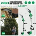 thumbnail image 3 of Tegatok Cordless 6" Pole Saw Mini Chainsaw 2-in-1 Tree Trimming Extension Rod, 3 of 9