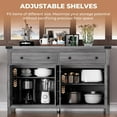 thumbnail image 2 of VVFLU 55" Sideboard Buffet Cabinet with Storage, Coffee Bar Cabinet with 2 Drawers and 4 Barn Doors, Long Storage Cabinet Modern Farmhouse, Grey Wood, for Kitchen, Dining Room, Living Room, 2 of 7