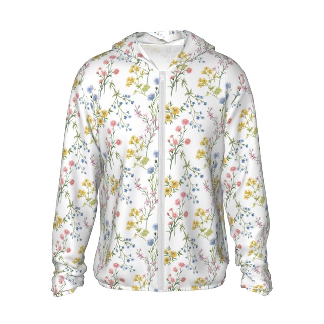 Balery Floral Sudadera ligera de manga larga con capucha y protección solar UPF 50+ para hombre y mujer, ideal para pesca y running-Small