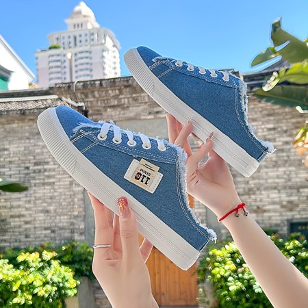

Women s Solid Canvas Slippers Platform Round Toe All-match Lace Up Breathable Slip On Shoes Women s Footwear