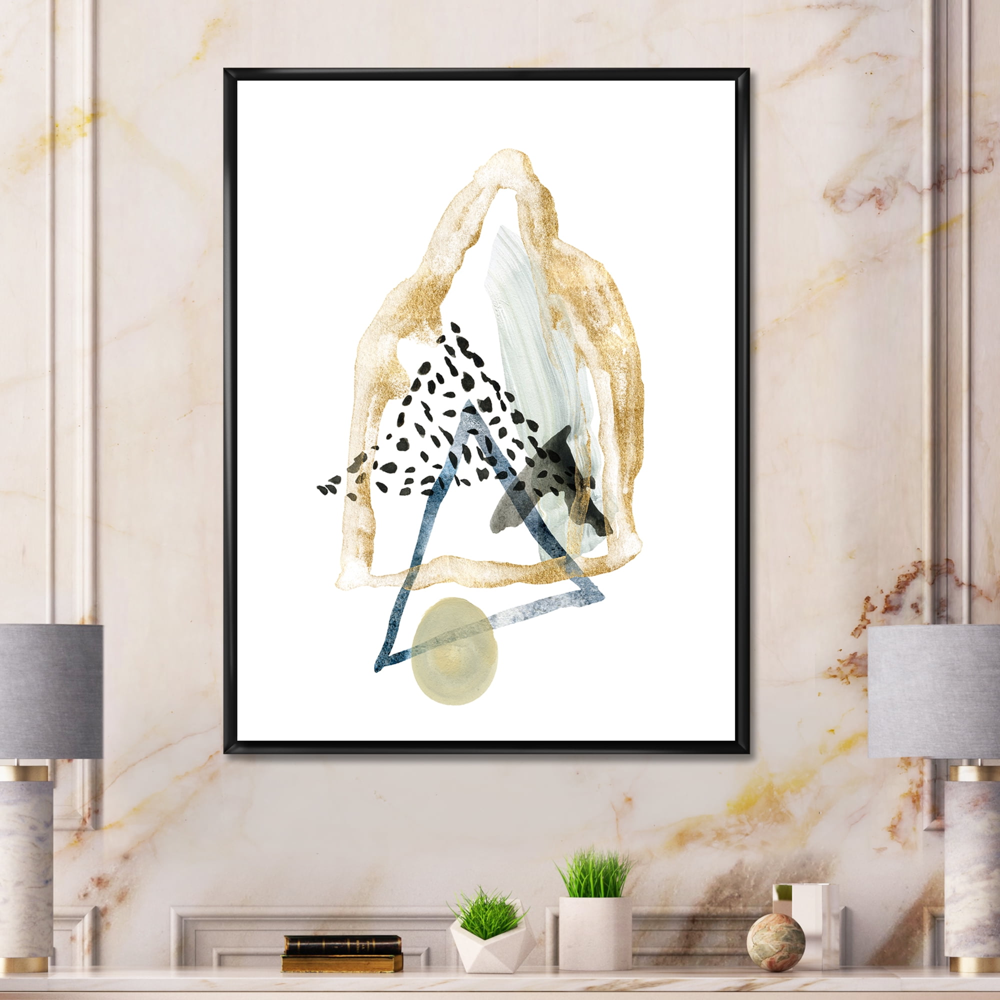 Designart 'Minimalistic Landscape of Moon With Mountains I' Modern Framed Canvas Wall Art Print
