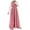 Pink, variant on Women's Muslim Kaftan Abaya Dress Long Sleeve Self Tie Maxi Dress Color Block Crewneck Full Cover Arabian Robe Gown