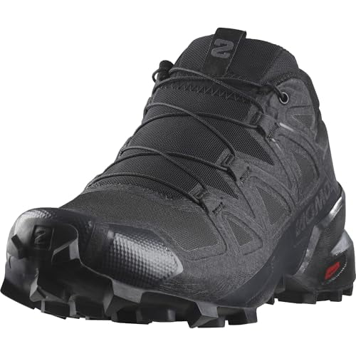 Salomon Chaussures de Course de Trail SPEEDCROSS pour Hommes, Noir / Noir / Fantôme, 12