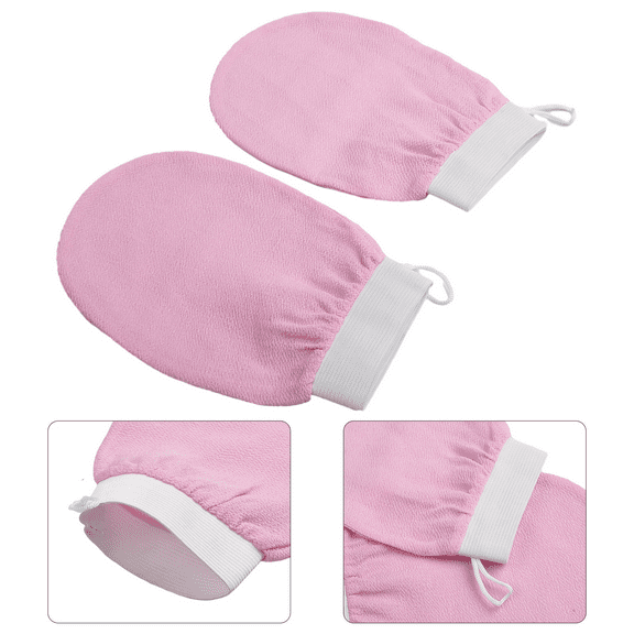 RichLink 2 Pcs Exfoliating Glove Moroccan Scrub Exfoliating Gloves Premium Scrub Wash Mitt Body Skincare At Home Shower Or Bath Exfoliating Mitt，Pink