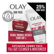 Olay MSC Duo Pack, Detoxifying Pore Wash, 5.0 fl oz and Regenerist Micro-Sculpting Cream Moisturizer 1.7oz