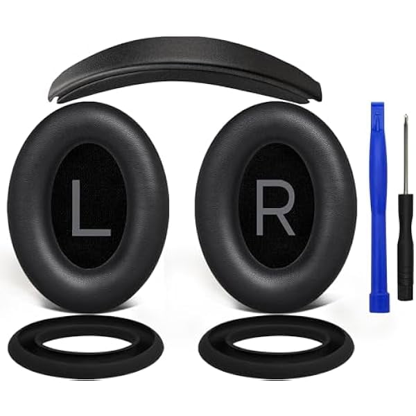 wonima11 SOULWIT Ear Pads Cushions + Headband + Silicone Earpads Cover Protector, Replacement Kit for Bose QuietComfort 45 (QC45)/Quiet Comfort 35 (QC35, QC35II)/QC SE/QC Wireless Headphones - Black