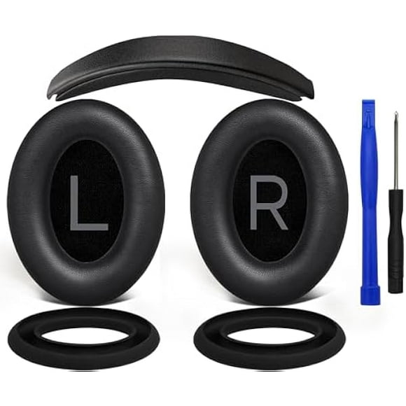 wonima11 SOULWIT Ear Pads Cushions + Headband + Silicone Earpads Cover Protector, Replacement Kit for Bose QuietComfort 45 (QC45)/Quiet Comfort 35 (QC35, QC35II)/QC SE/QC Wireless Headphones - Black