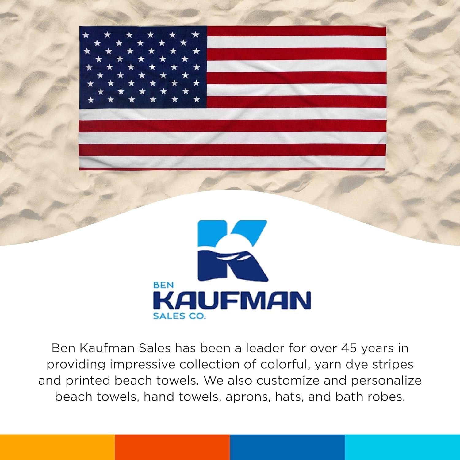 Kaufman $100 Bill and 4th of July American Flag Printed Beach Towel Set - 2 Towels 30" x 60