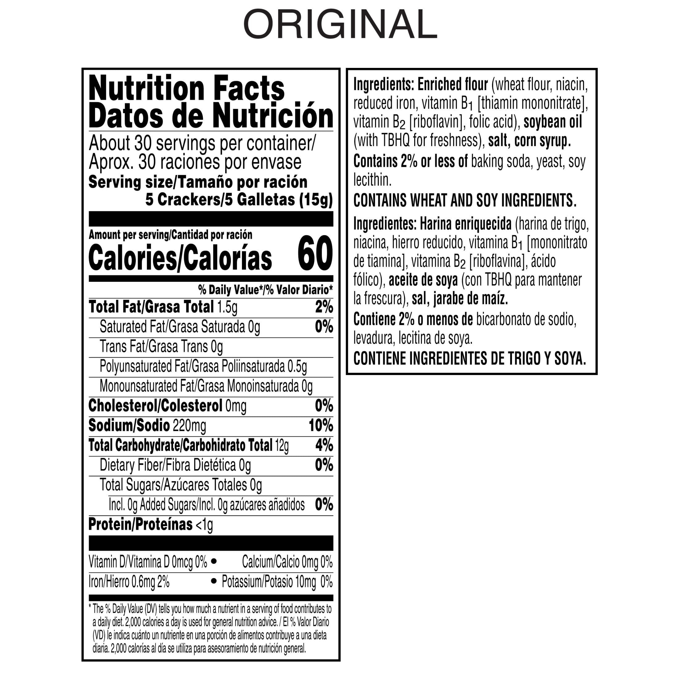 (4 pack) Kellogg's Krispy Original Saltine Crackers, Soup Crackers, 16 oz