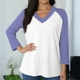 thumbnail image 7 of Hearthz Raglan 3/4 Sleevets for Women V Neck Baseball Shirt Patchwork Womens Tops Dressy Casual Fall Womens Blouses Casual, 7 of 7