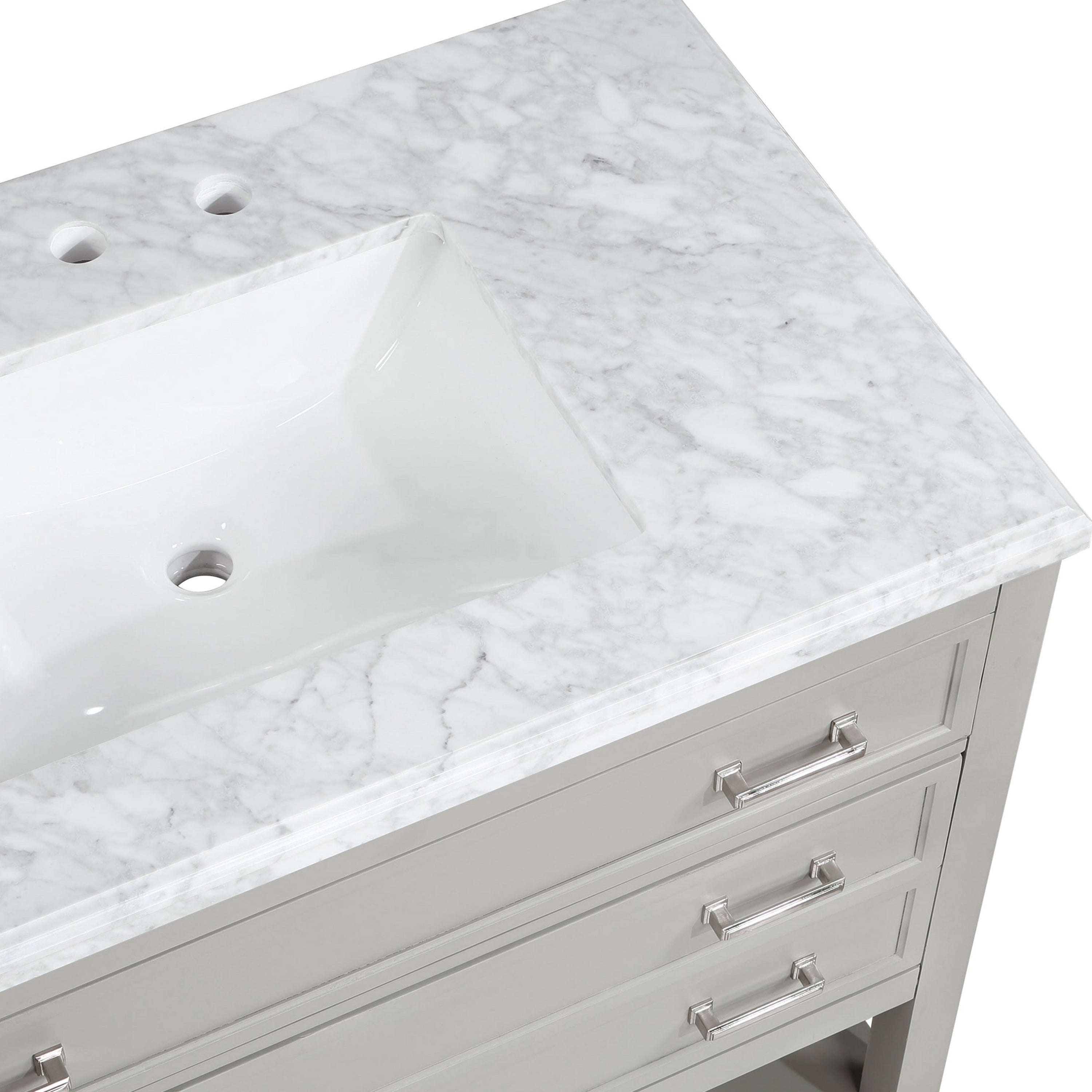 Furniture of America Freya 37" Gray Single Bathroom Vanity with White Carrera Marble Top and Undermount Sink