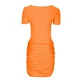 thumbnail image 5 of Bigersell Plus Size Dresses Fashion Women Summer Short Sleeve Party Bandage Solid Color Mini Dress Casual Dresses Women Boho Dresses, Style 21687, Orange M, 5 of 8