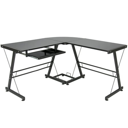 Best Choice Products L-Shape Computer Desk PC Glass Laptop Table Workstation Corner Home Office (Best Computer Tower For The Money)