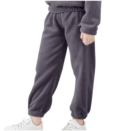 

LNWUY Kids Boys Girls Coral Fleece Sweatpants Elastic Waist Pants Winter Warm Athletic Pant Thicken Comfy Joggers Pants Gray 4 Years