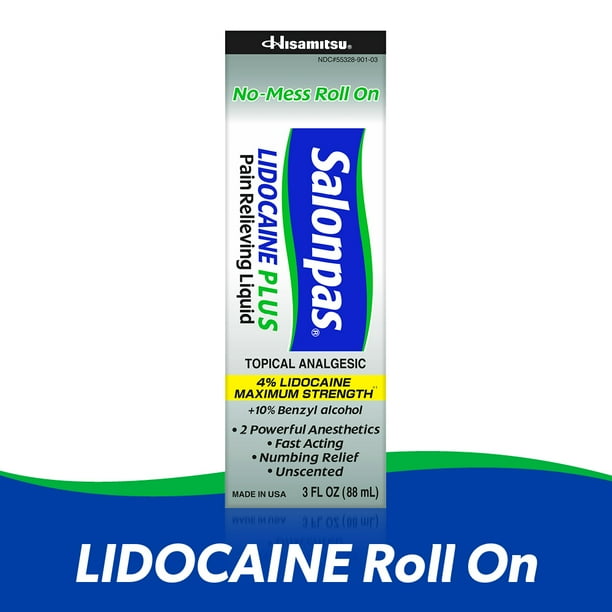 Salonpas Lidocaine Plus Pain Relieving Liquid Roll On, 3 Ounce Roll On