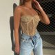thumbnail image 1 of Top Corto Sin Tirantes Bustier de encaje floral Bodycon Tops de tubo Traje de calle de color sólido (Champagne M) Cgtredaw Para estrenar, 1 of 8