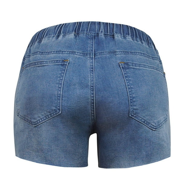 Elastic denim shorts best sale womens