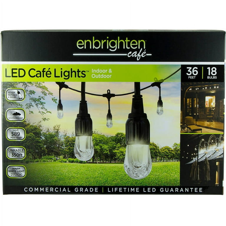 Enbrighten 33307 Cafe LED Lights (18FT, 9 Acrylic Bulbs)