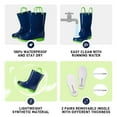 thumbnail image 4 of EUXTERPA Toddler Kids Waterproof Rain Boots Boys Girls Navy Boots with Handles Little Kid Size 13, 4 of 6