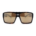 thumbnail image 2 of Mens Color Mirror Flat Top Mobster Rectangle Racer Sunglasses Tortoise Gold Mirror, 2 of 4