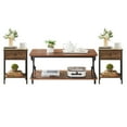 thumbnail image 2 of VECELO 3-Piece Coffee Table Set for Living Room Include Wood Coffee Table + 2 End Tables, Brown, 2 of 8