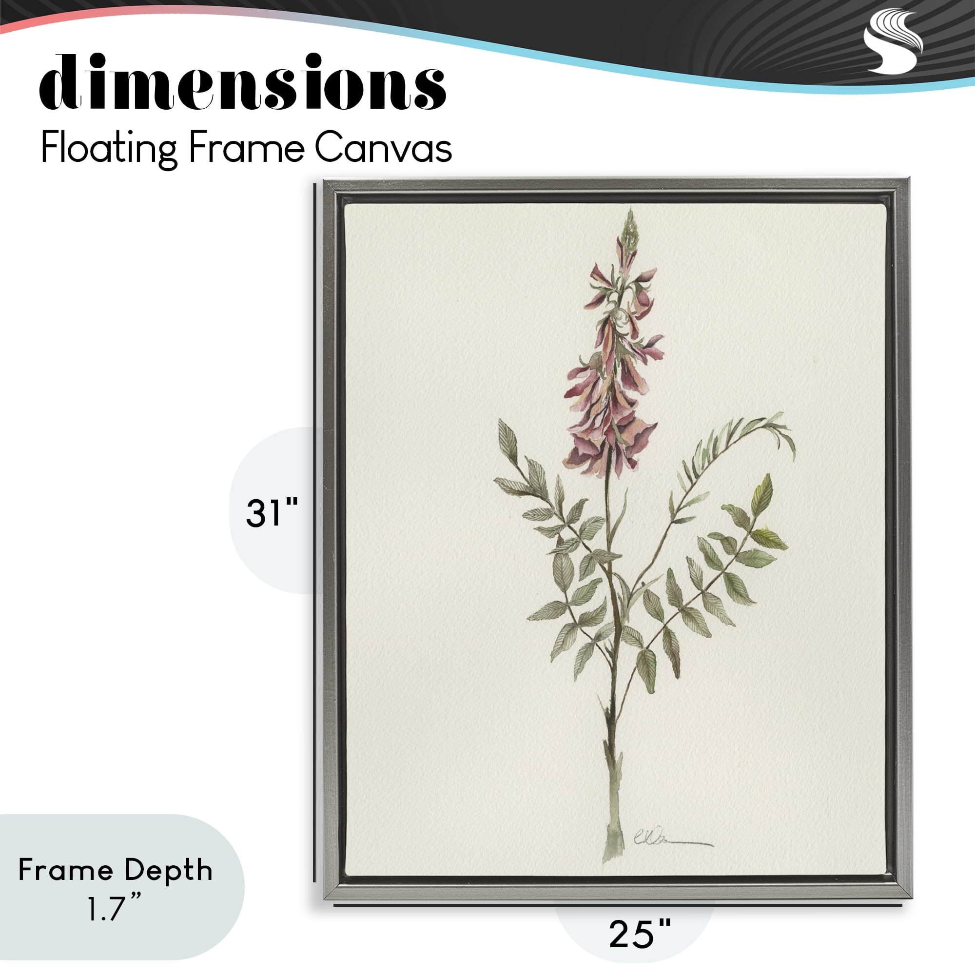 Stupell Industries Nature's Delicate Herb Sprig Gray Framed Floater Canvas Wall Art, design by Cady Driver