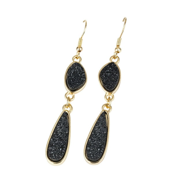 Qarigey 1 par de pendientes colgantes con estilo, accesorios de joyería en forma de gota de agua, suministro a juego de ropa portátil, gota de oreja de Ropa, zapatos y accesorios Miscelánea Negro Qarigey AP009626-03B