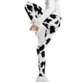 thumbnail image 4 of COEQINE Black White Cow Print Girls' Yoga Leggings Pants Full Length Athletic Trousers High Waist Tummy Control, for 12-13 Years Kids Girls, 4 of 7