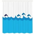 thumbnail image 3 of Ambesonne Blue Shower Curtain, Dolphins on Waves Ocean, 69"Wx84"L, Blue Turquoise, 3 of 5