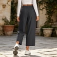 thumbnail image 6 of HomeDM Capris Pants for Women Wide Leg Drawstring Loose Pants Dark Gray Lounge Trousers with Pockets for Athletic Work Size 2XL, 6 of 7
