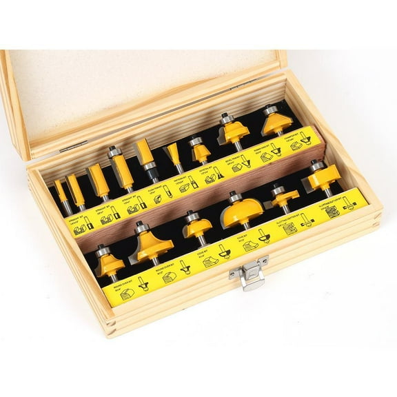 Multi Profile 1/4 In. Shank Carbide Tipped Router Bit Set (15-Piece)